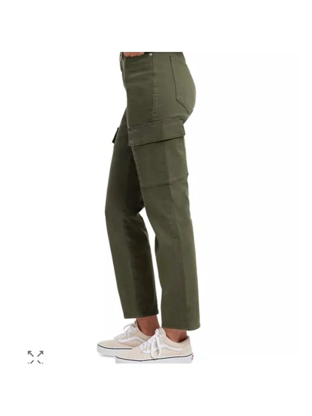 Good American Olive Straight-Leg Cargo Jeans